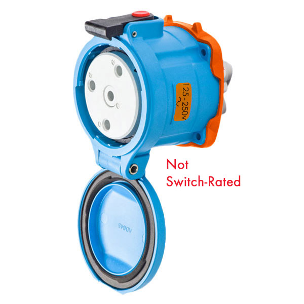 33-64076-352 - DS60 RECEPTACLE POLY BLUE SIZE 4 TYPE 3R 2P+N+G 60A 125/250 VAC 60 Hz NO AUX STRAIGHT INSERTION